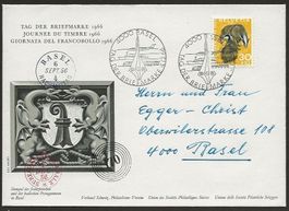 1966 Brief Tag der Briefmarke BASEL