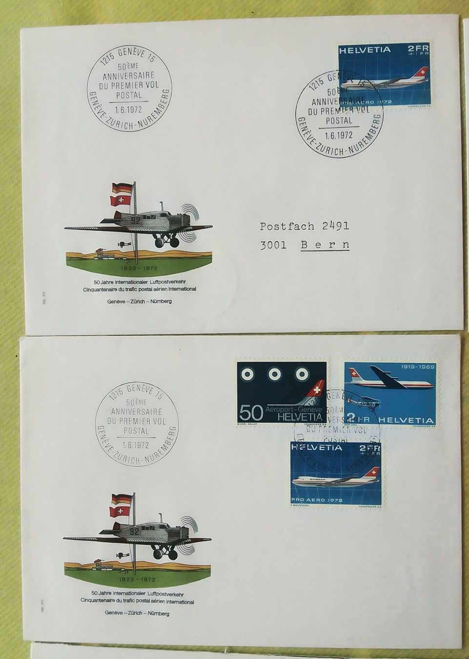 Alle Briefmarken: 6 Flugpostbriefe – Gebraucht aus Marbach LU von Steinbeck1 1