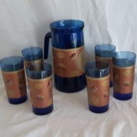 Vintage Saftkrug Set, Krug & 12 Gläser,