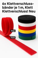 6x Klett-Kabelbinder 1 m bunt wiederverwendbar