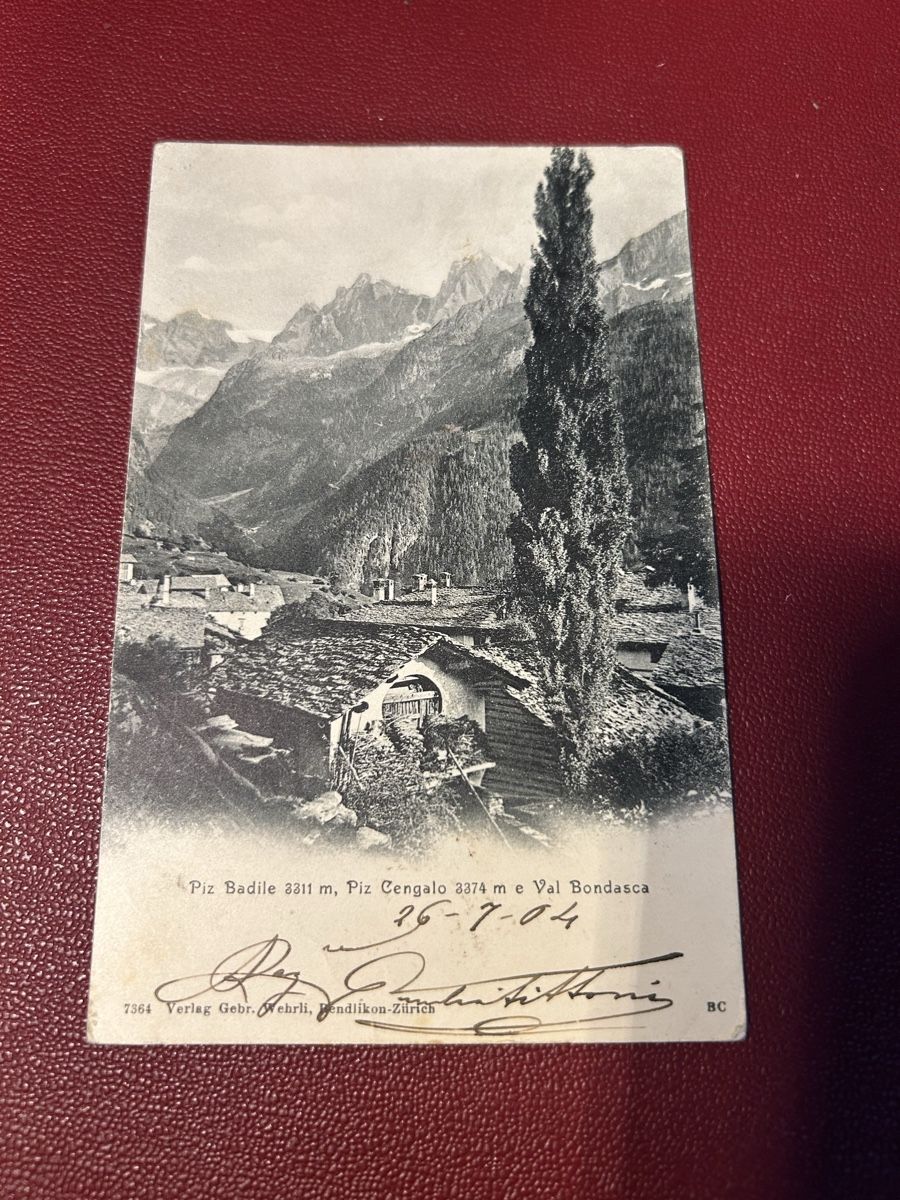 Cartoline postali: Piz Badile,Piz Cengolo e Val Bondasca 1904 – Usato da Breganzona venduto da Milesbo