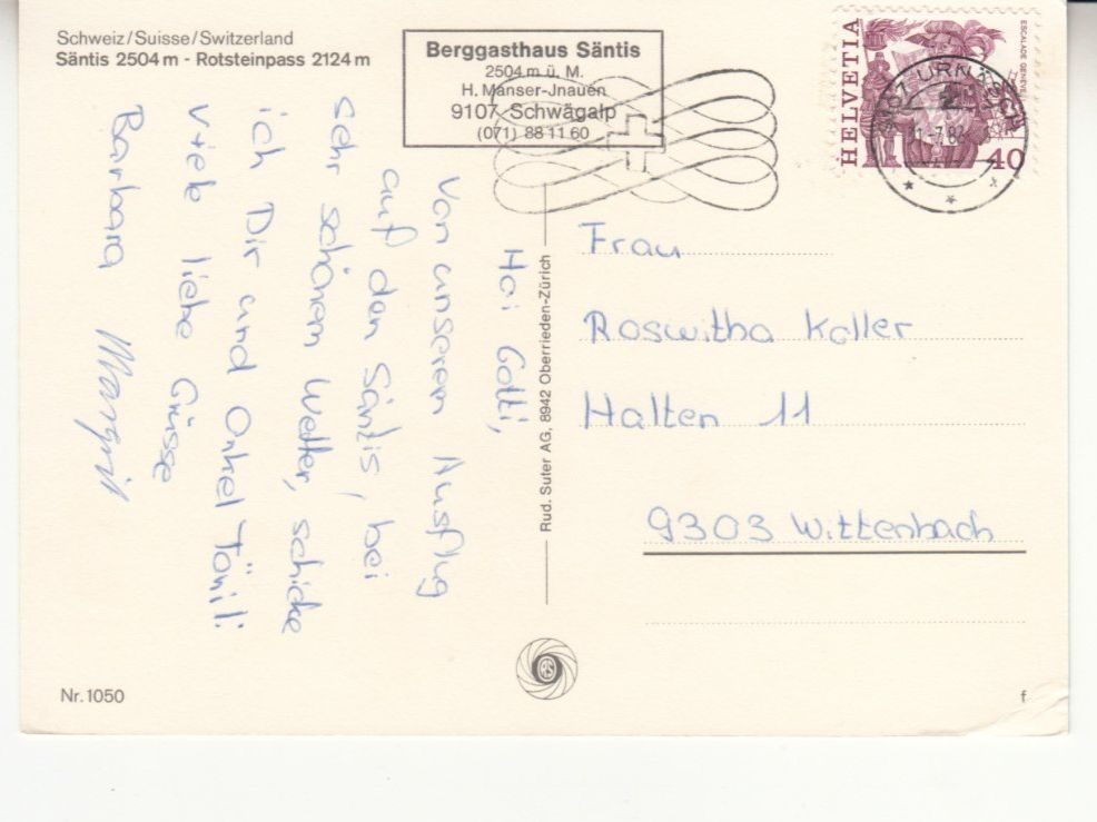 Cartoline postali: Säntis 1982 – Usato da Bürglen TG venduto da StampGraf 1