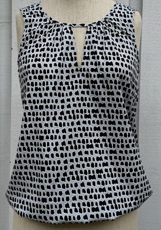 Banana Republic Seidentop XS schwarz/weiss gemustert