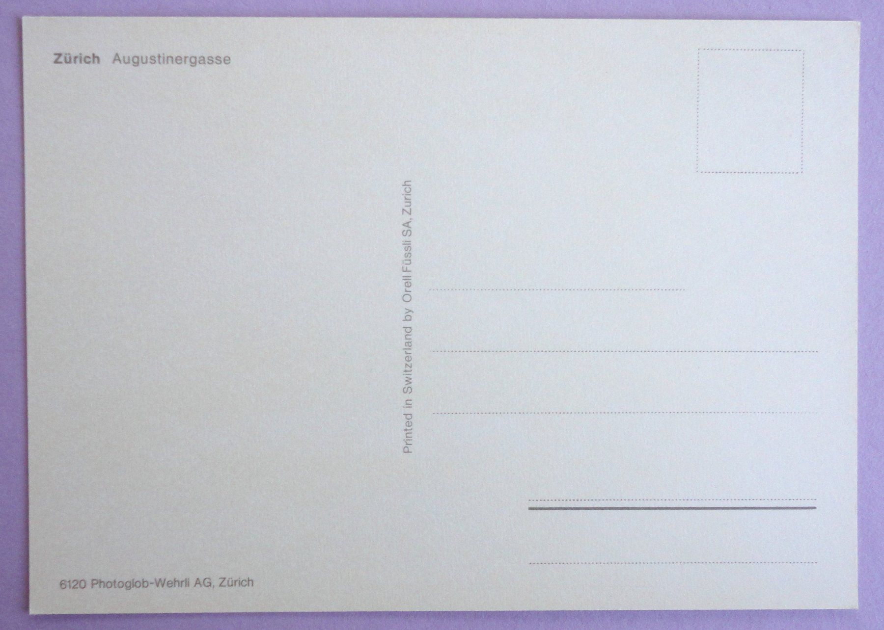 Cartoline postali: Zürich, Augustinergasse – Usato da Fétigny venduto da Billy2miny 1
