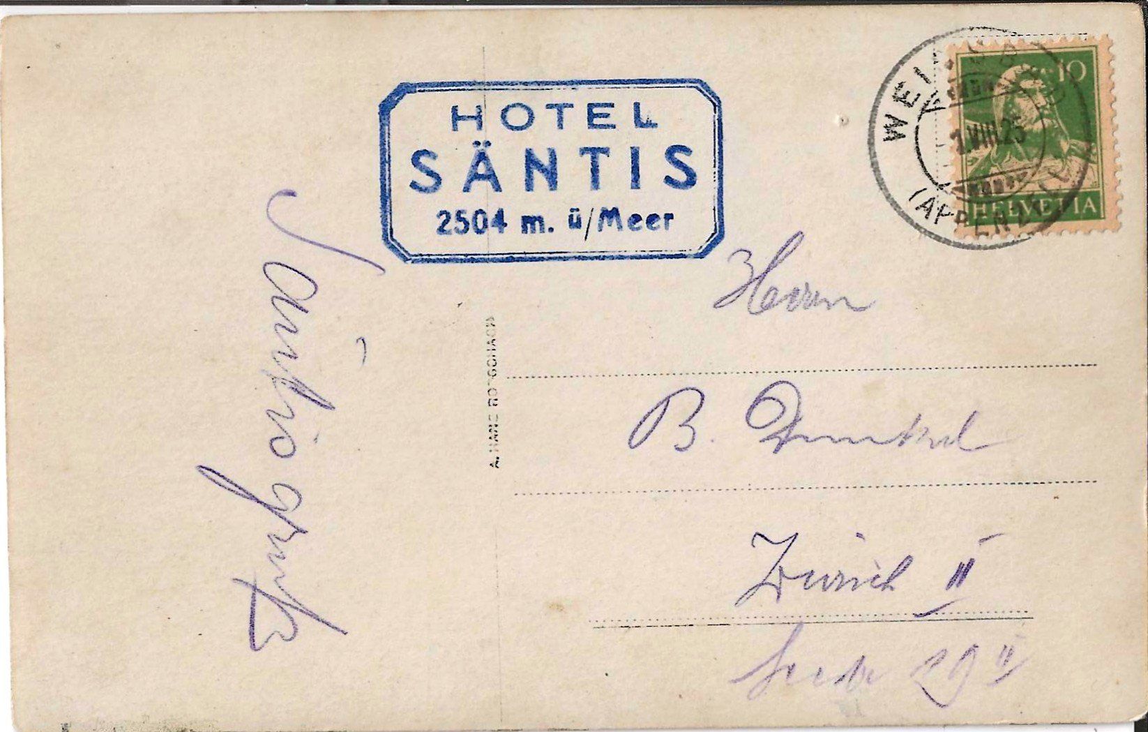 Cartes postales: Karte Hotel Säntis 1925 – D'occasion à Zürich par Philacat11 1