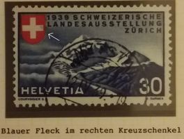 856) Abart blauer Fleck im rechtem Kreuzschenkel