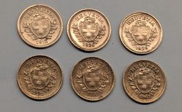 1 Rappen 1918, 26, 29, 31, 32 , 41 (Bronze)