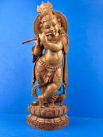 Lord Krishna Sandelholz Figur feinste Schnitzarbeit Indisch
