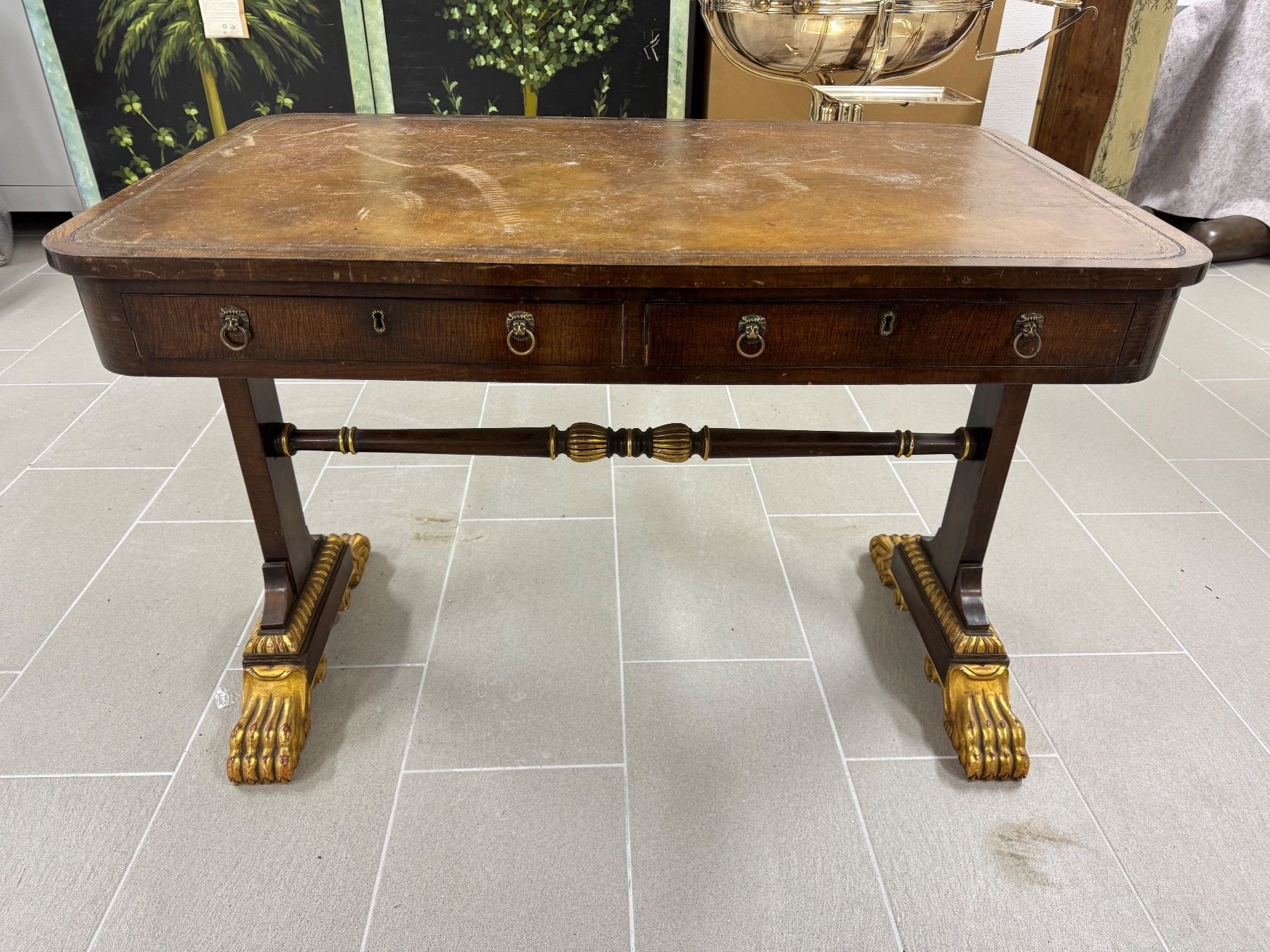 Tavoli: Superb George IV Burr Elm Library Table - – Usato da Oeschseite venduto da -Luxury-On-Line- 2