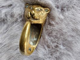 Vintage origineller Messing Bären Ring Grösse 49