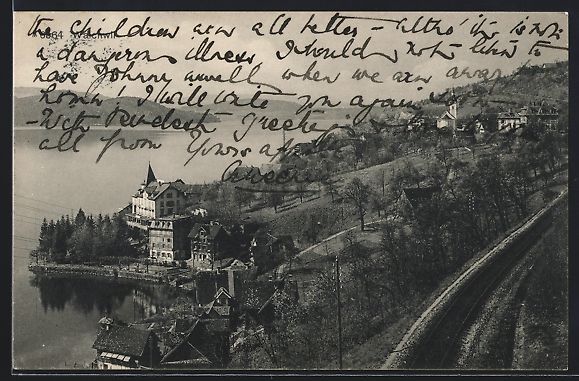Cartoline postali: AK Walchwil, Ortsansicht mit Bäumen – Usato da Berlin venduto da bartko-reher