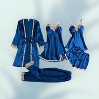 Ensemble Pyjama 5 Pièces Femme en Satin & Dentelle 