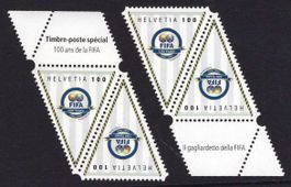 2004 zwei Kehrdruck-Paare,100 Jahre FIFA K55-K56  postfr. **