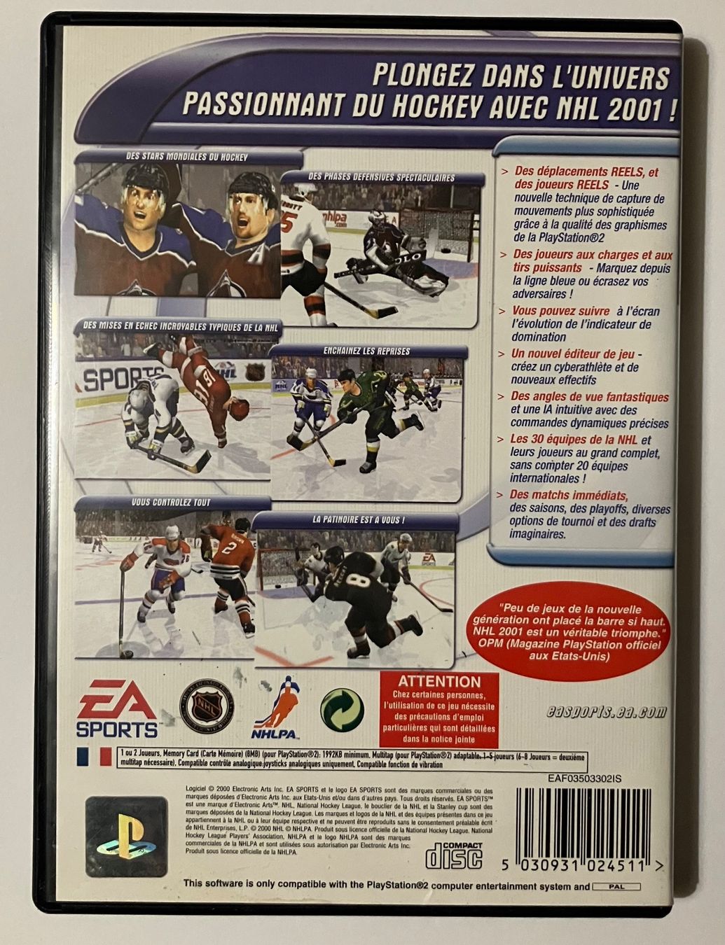 Sony Giochi: NHL 2001 – PS2 – Usato da Ecublens VD venduto da Lenordique 1