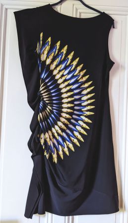BCBG MAX AZRIA : Robe asymétrique, imprimé spectaculaire M