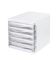 neue Helit Schubladenbox, 5 Schübe, A4, weiss