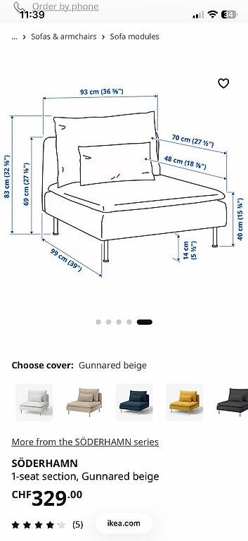 Sofas: IKEA SÖDERHAMN  Large Modular Sofa – D'occasion à Zug par lou_nx8t 1