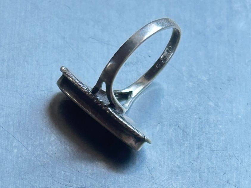Onyx Anelli: Vintage Onyx Silber Ring (49) – Usato da Dittingen venduto da Bellevista 9