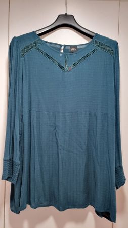 Ulla Popken Damen Langarmshirt Gr. 46/48 Petrol neu