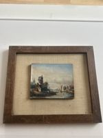 Miniaturmalerei Landschaft mit Schiffen und Gebaeuden(I33)