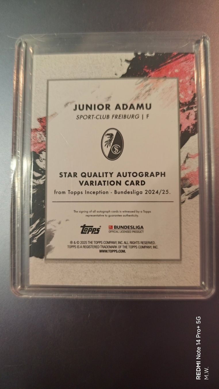 Topps Carte collezionabili: Topps Inception 24/25 Junior Adamu /75 mit Autogramm – Usato da St. Gallen venduto da RudyundFloydCards 1