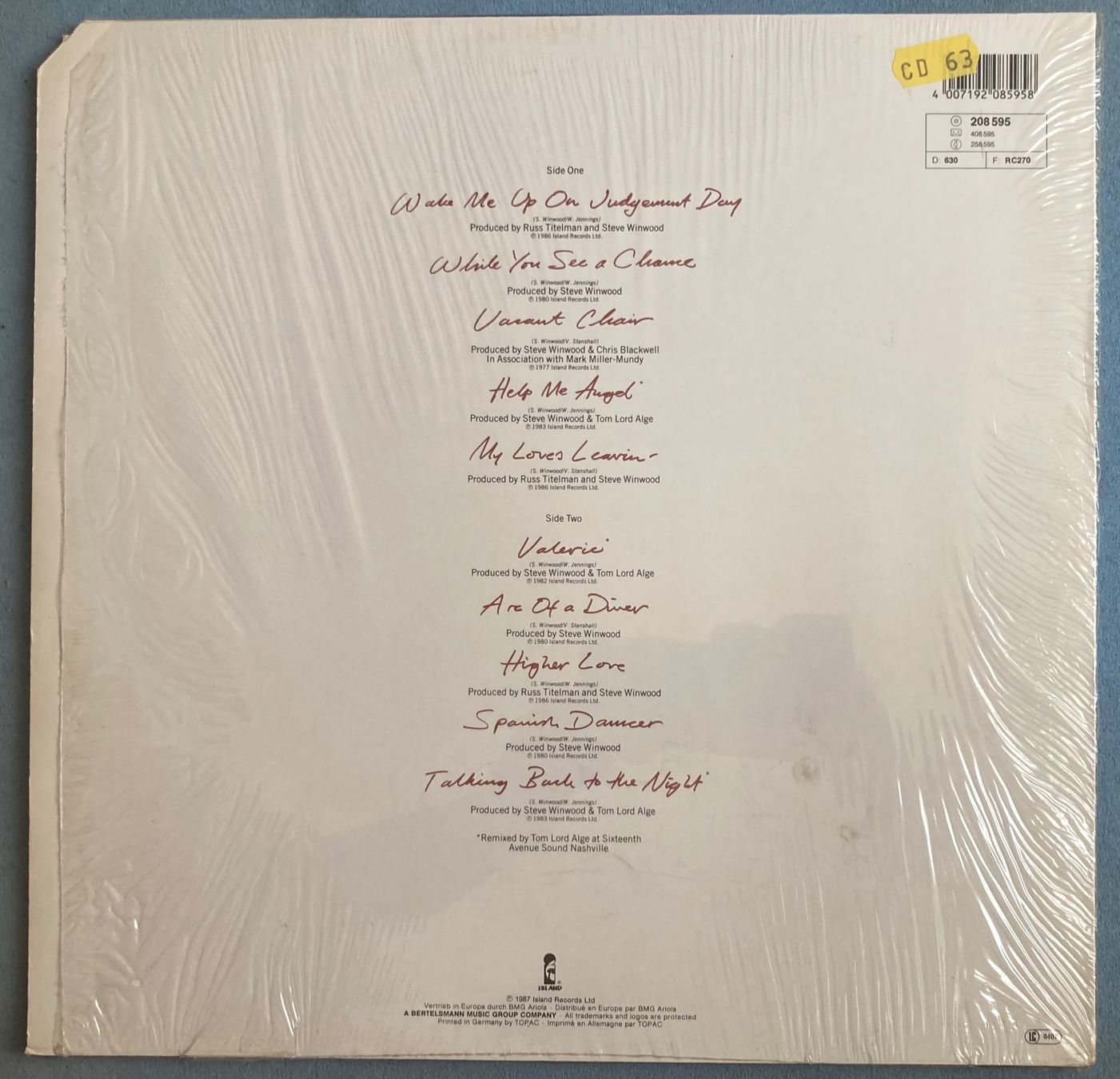 Dischi in vinile: BLIND FAITH - STEVE WINWOOD - CHRONICLES – Usato da Poliez-Pittet venduto da Newtown-Records 1