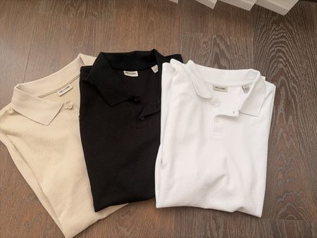 Herren Polo-Shirts 3er Set Schwarz Weiss Beige Grösse M