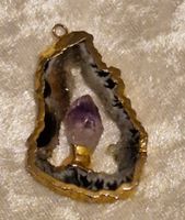 UNIKAT Anhänger Amethystspitze & Muttergestein mit Blattgold