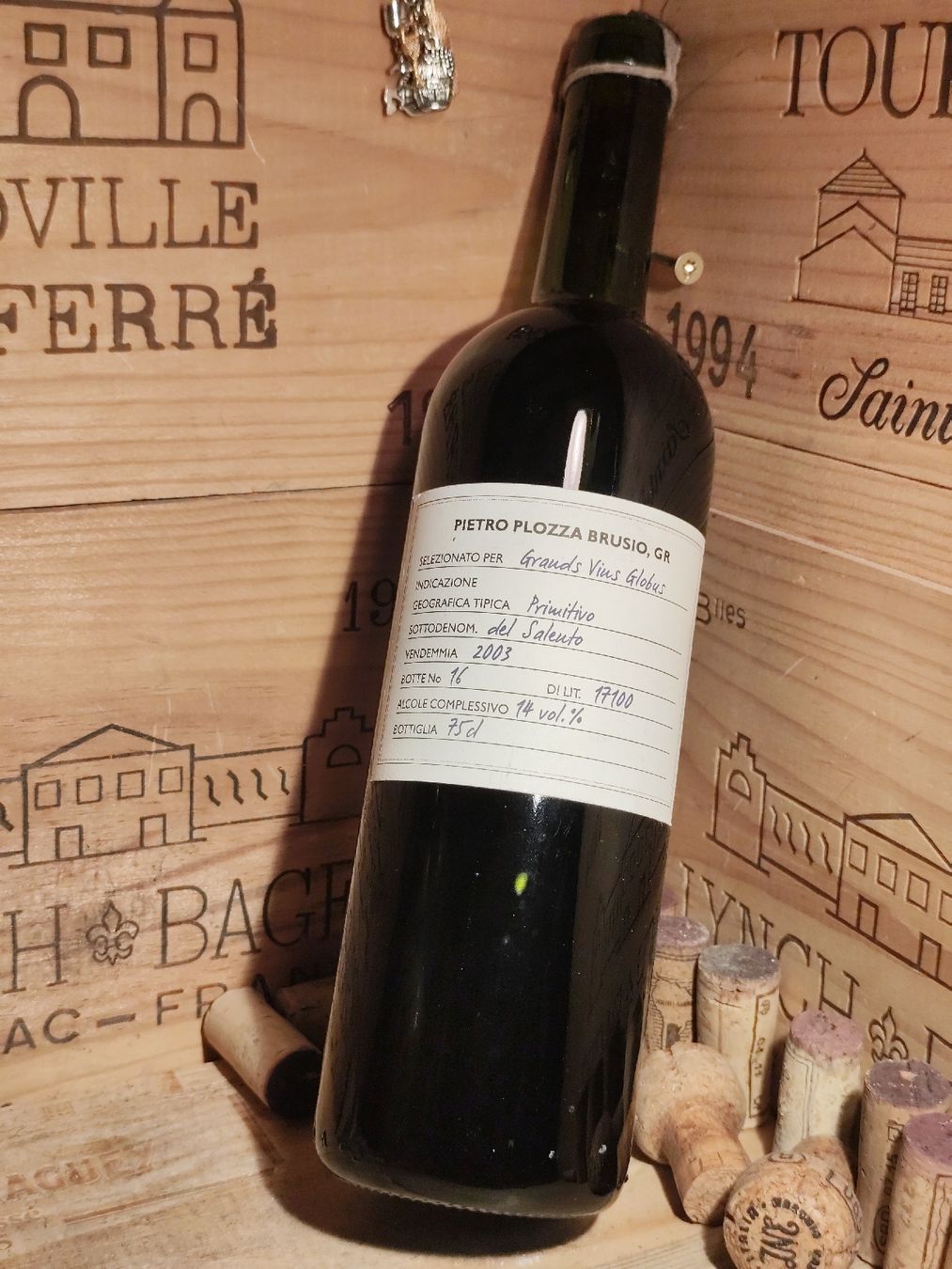 Vino: 2003 Primitivo del Salento Pietro Plozza – Nuovo e nell'imballaggio originale da Büsserach venduto da Vintage-vins