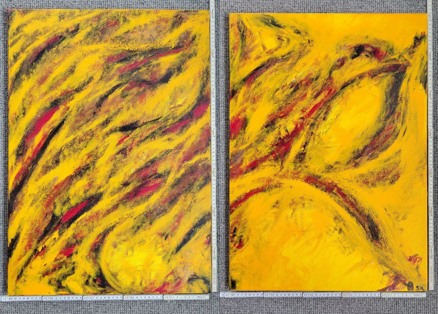 Dipinti: 2x Abstraktes Acrylbild, handgemalt 50x70cm – Usato da Ballwil venduto da bom_ar