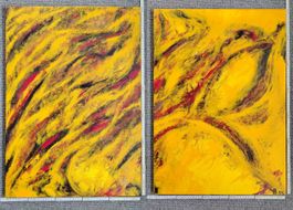 2x Abstraktes Acrylbild, handgemalt 50x70cm