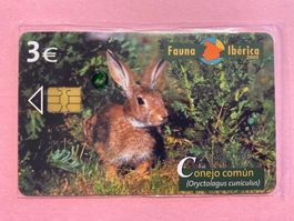 Telefonkarte Spanien in originaler Verpackung, Hase