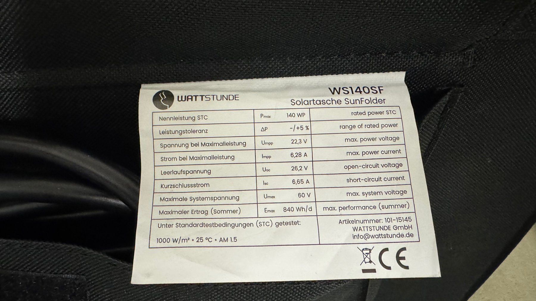 Dispositivi a energia solare: Wattstunde WS140SF Solartasche 140Watt – Usato da Termen venduto da speedy0404 2