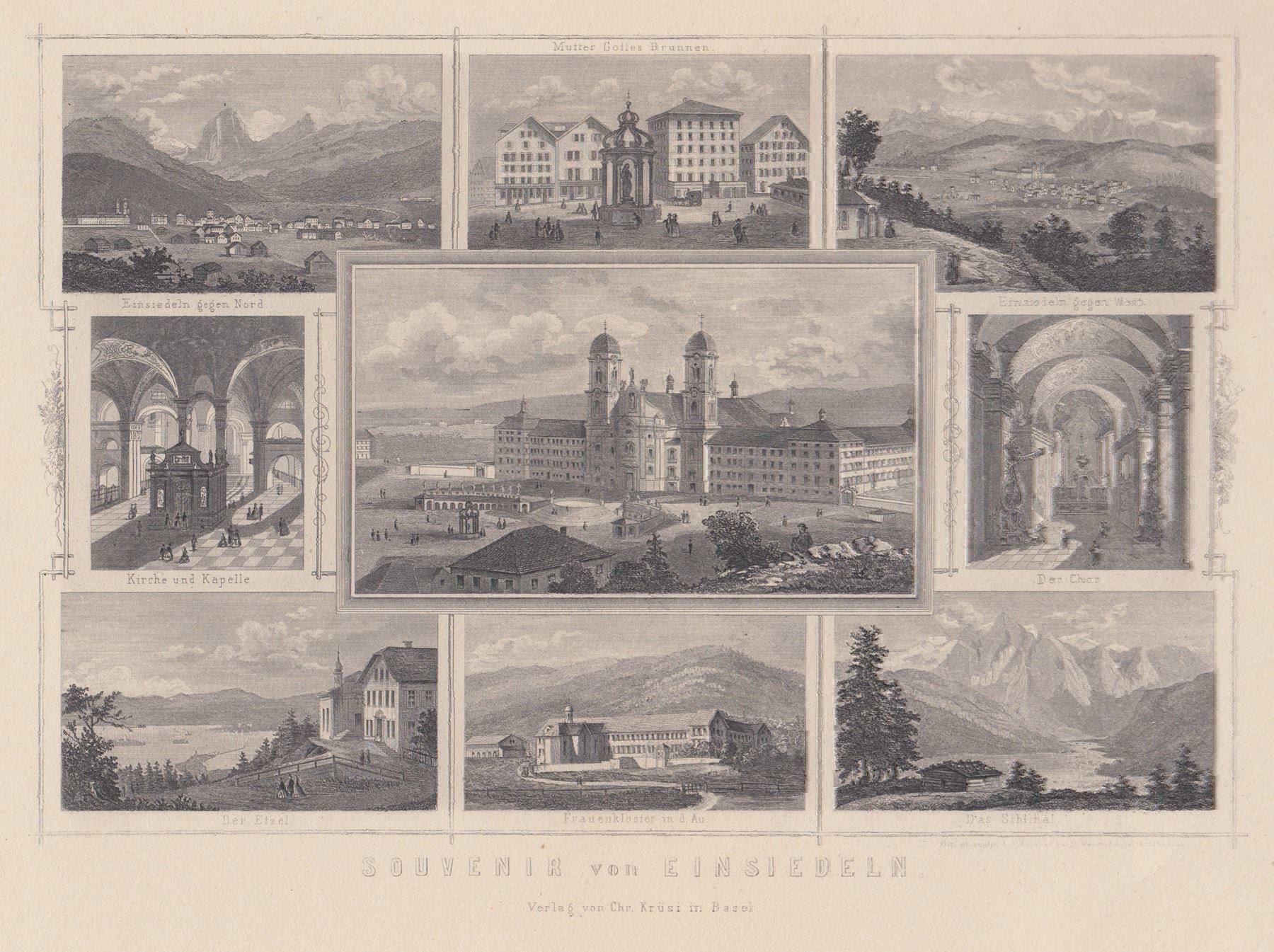Incisioni: EINSIEDELN, STAHLSTICH 1865 – Antico da Grüningen venduto da Kartensammler