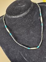 Navajo Halskette aus Türkis, Silber und Horn, 45 cm. MAN