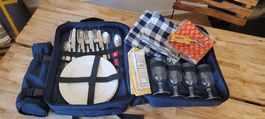 Sac à dos pique-nique bleu 4 personnes incl. verres