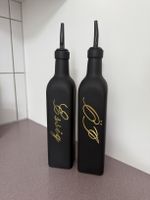 Öl und Essig Set, Schwarz, Glas matt, Küche, Neu & Unbenutzt