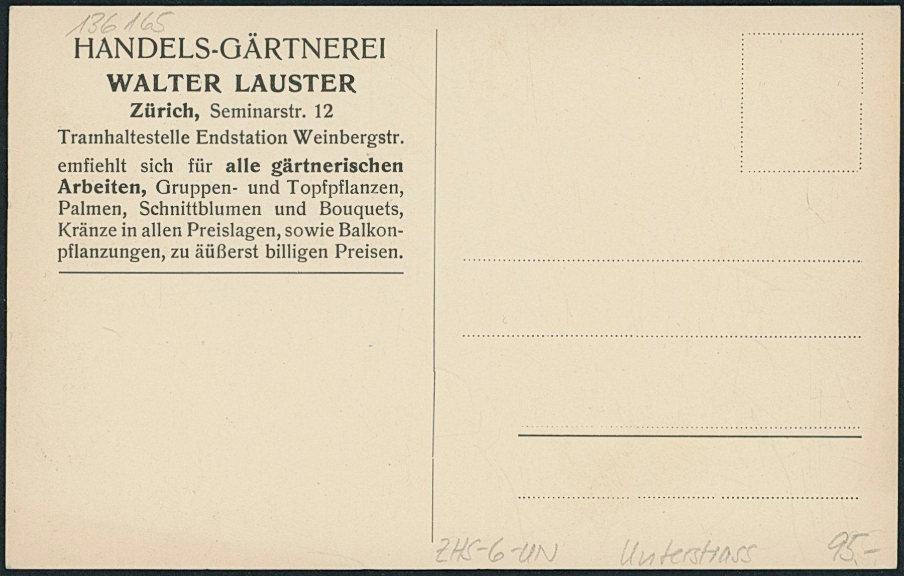Cartes postales: ZHS Unterstrass - Zürich – Neuf (Voir description) à Schindellegi par stationary 1