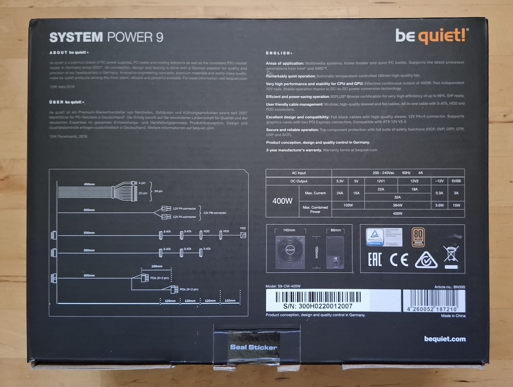 beQuiet! Componenti elettronici: Be Quiet! System Power 9 400W – Usato da Lausanne venduto da moimoietencoremoi 5