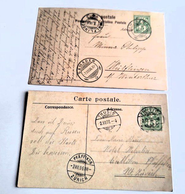 Cartes postales: 2 AK Graubünden St. Moritz u. Albulabahn 1906 – D'occasion à Alpnach Dorf par MZ001 1