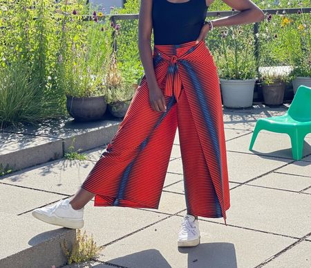 Sommerliche Wickelhose | Afrikanisches Muster | Handgenäht