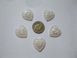 10 Herzen mit Rosen - Relief Herz, 18mm