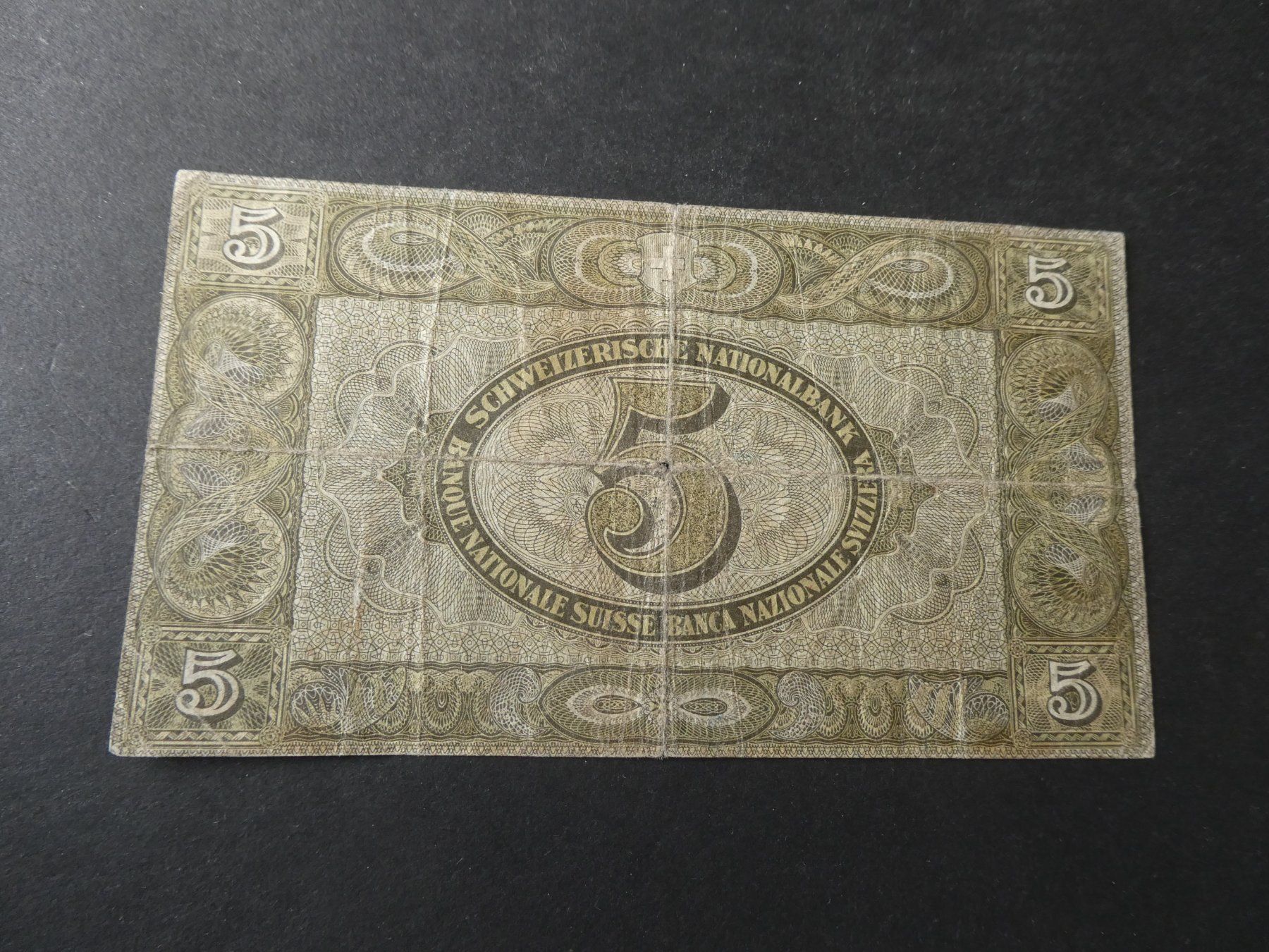 Banknoten: Schweiz 1947, 5 Franken – Gebraucht aus Hinterforst von Rohusri 1