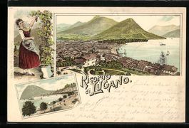 Litho Lugano, Weinernte, Ortsansichten m