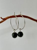 Creolen Silber - hypoallergen - Lavasteinperle - handmade