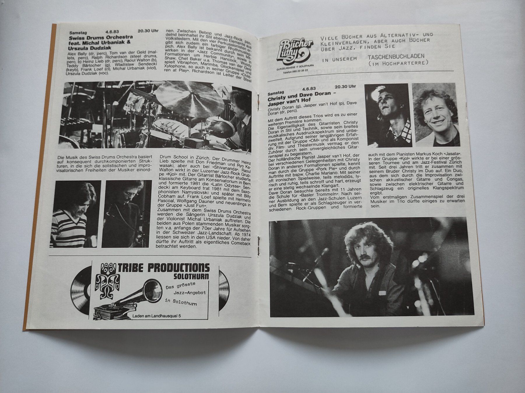 Documenti: Jazz-Tage Solothurn 1983 Programmheft – Usato da Schaffhausen venduto da RolfMeister 2