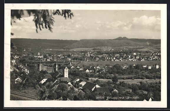 Cartoline postali: AK Brugg, Totalansicht mit Umiken, 1930 – Usato da Berlin venduto da bartko-reher