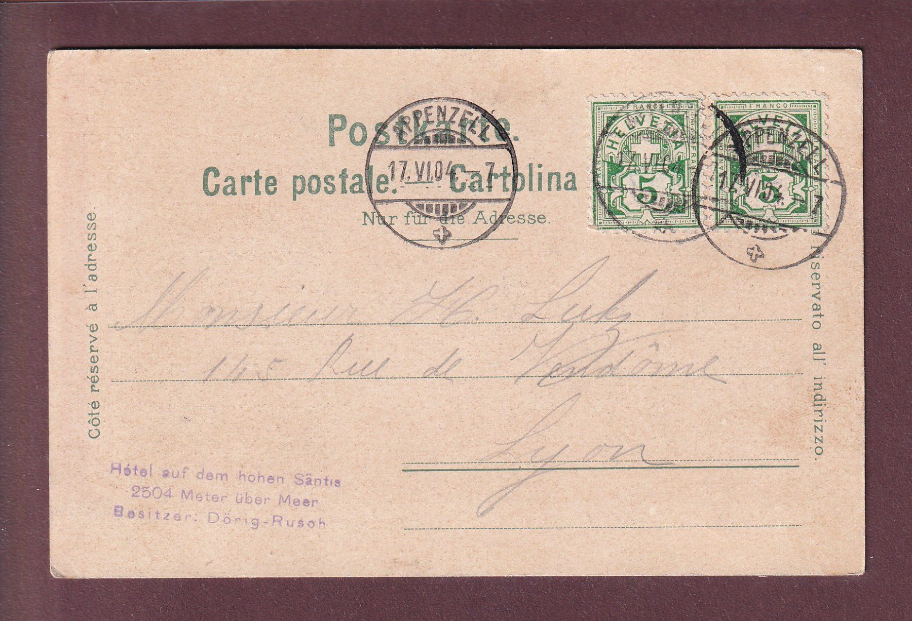 Ansichtskarten: Am SÄNTIS - 1904 – Gebraucht aus Pully von nicecards 1
