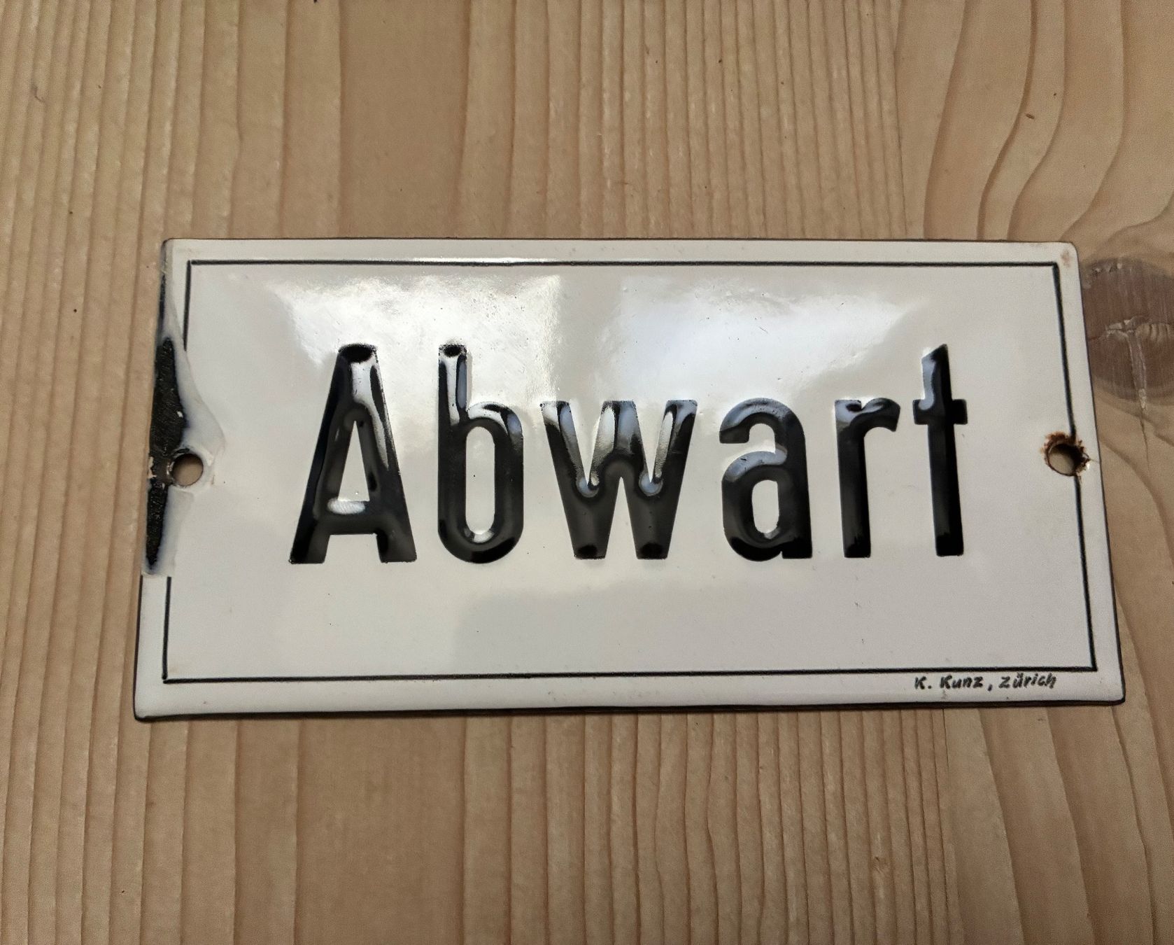 Schilder: Altes Emailschild Abwart – Gebraucht aus Steffisburg von Reitschel5 1