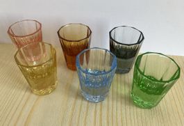 6 Schnapsgläser Shot farbiges Glas Vintage aus den 70er 2cl